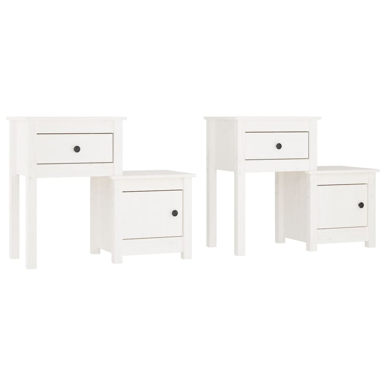Nachtkastjes 2 st 79,5x38x65,5 cm massief grenenhout wit MeubelReus