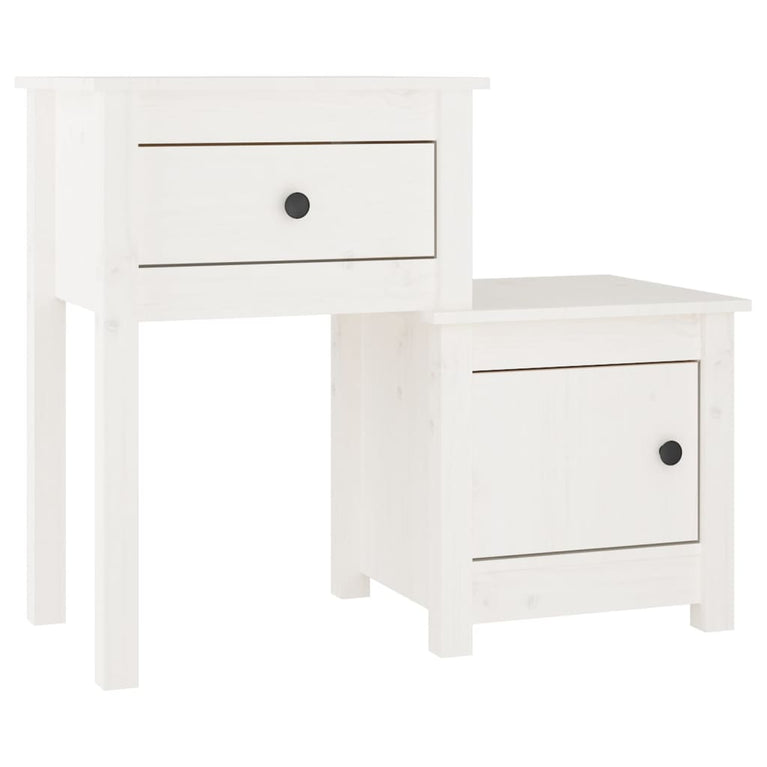 Nachtkastjes 2 st 79,5x38x65,5 cm massief grenenhout wit MeubelReus