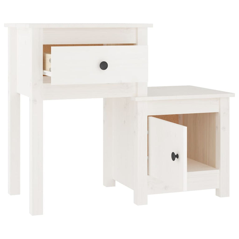 Nachtkastjes 2 st 79,5x38x65,5 cm massief grenenhout wit MeubelReus