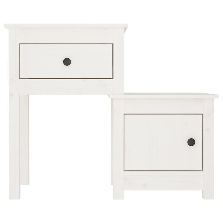 Nachtkastjes 2 st 79,5x38x65,5 cm massief grenenhout wit MeubelReus
