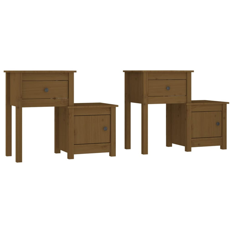 Nachtkastjes 2 st 79,5x38x65,5 cm grenenhout honingbruin MeubelReus