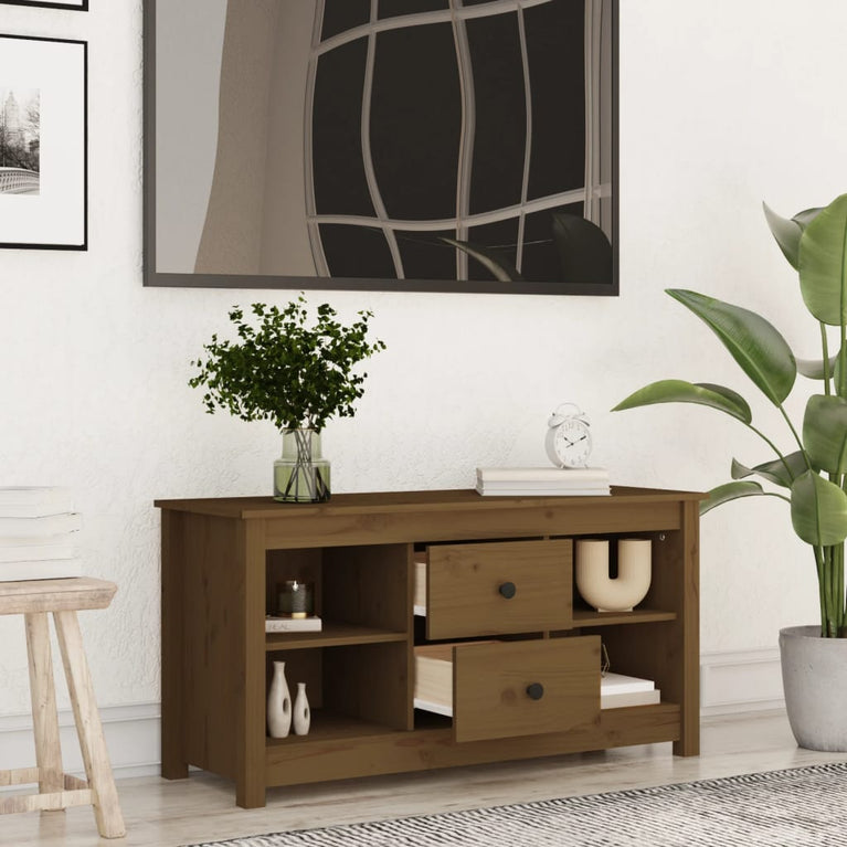 Tv-meubel 103x36,5x52 cm massief grenenhout honingbruin MeubelReus