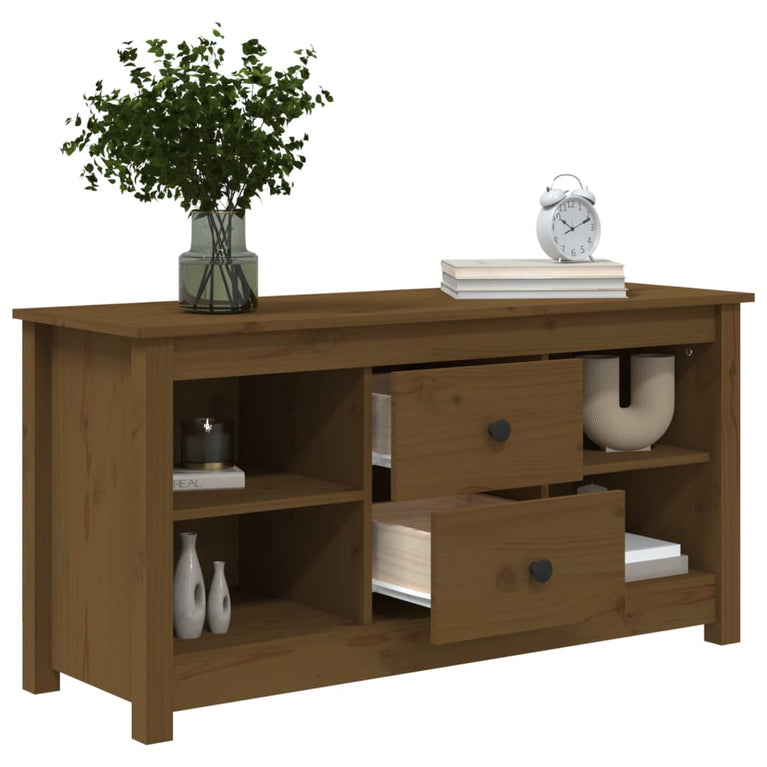 Tv-meubel 103x36,5x52 cm massief grenenhout honingbruin MeubelReus