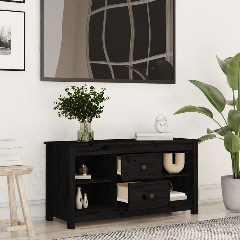 Tv-meubel 103x36,5x52 cm massief grenenhout zwart MeubelReus