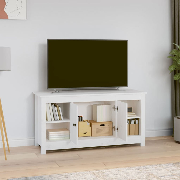 Tv-meubel 103x36,5x52 cm massief grenenhout wit MeubelReus