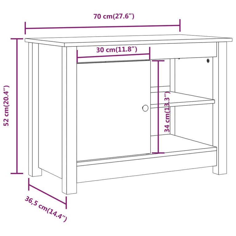 Tv-meubel 70x36,5x52 cm massief grenenhout grijs MeubelReus