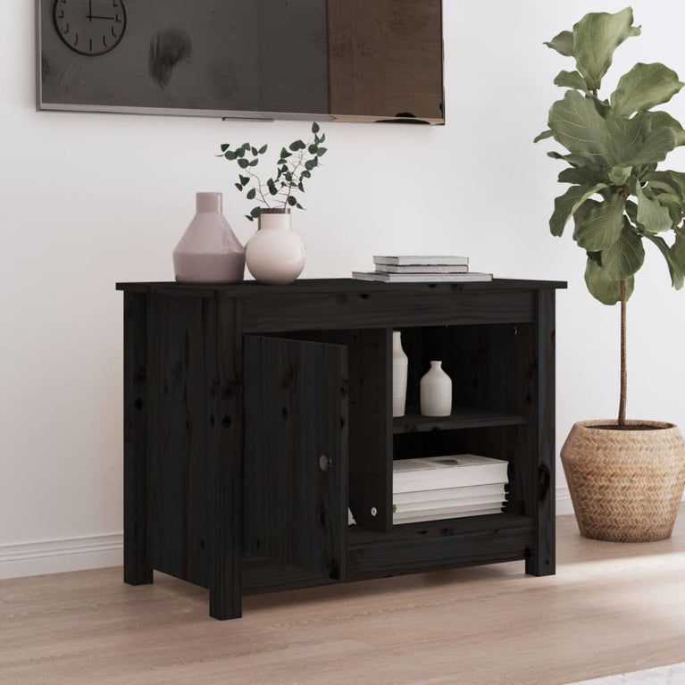 Tv-meubel 70x36,5x52 cm massief grenenhout zwart MeubelReus
