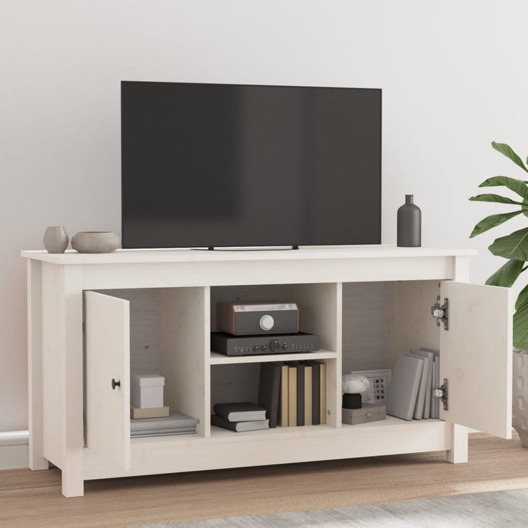 Tv-meubel 103x36,5x52 cm massief grenenhout wit MeubelReus