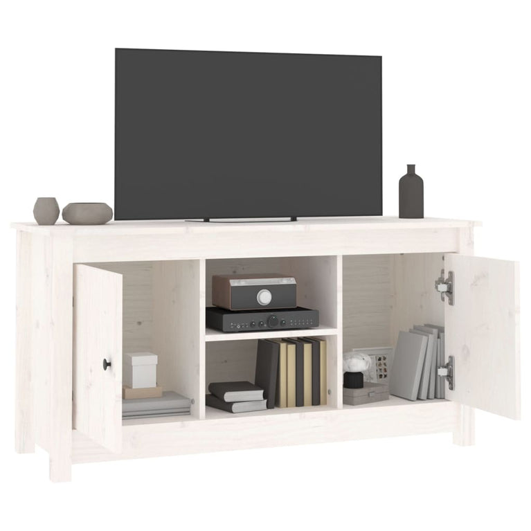 Tv-meubel 103x36,5x52 cm massief grenenhout wit MeubelReus