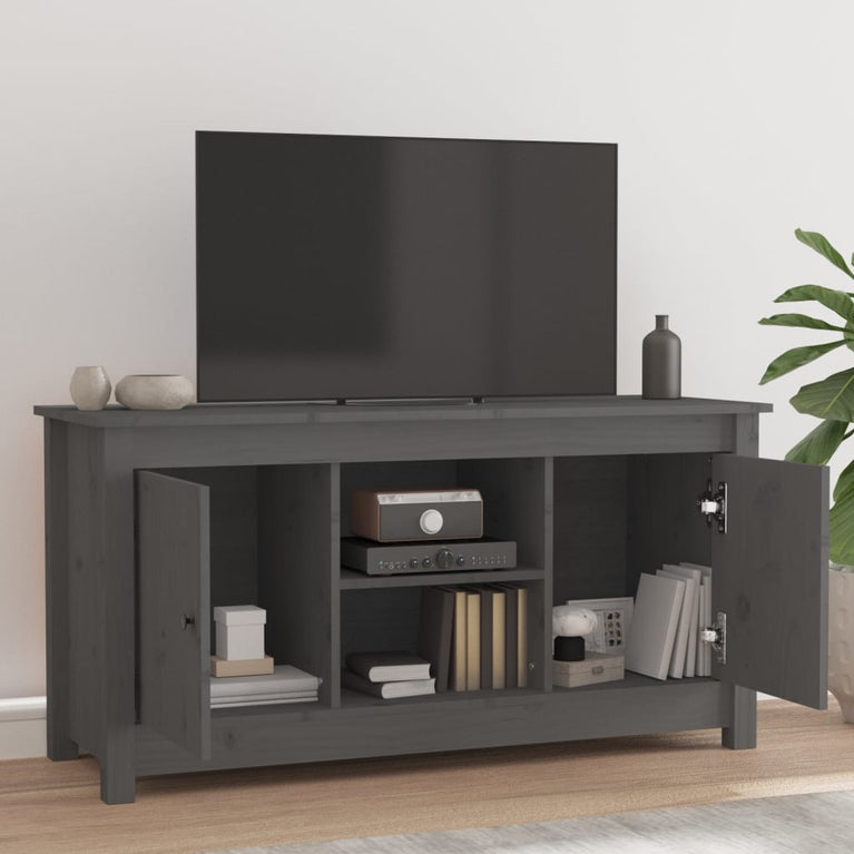 Tv-meubel 103x36,5x52 cm massief grenenhout grijs MeubelReus