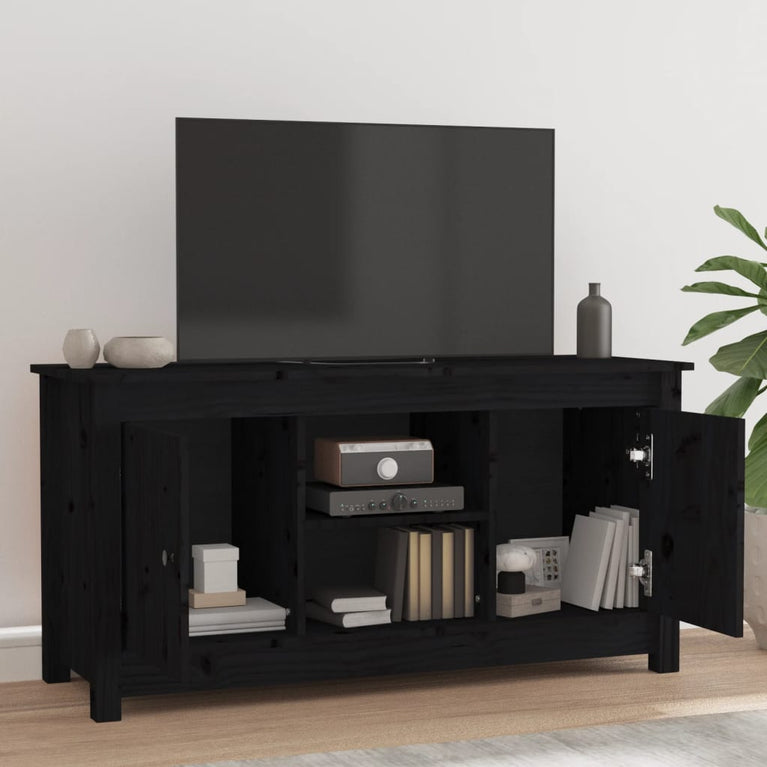 Tv-meubel 103x36,5x52 cm massief grenenhout zwart MeubelReus