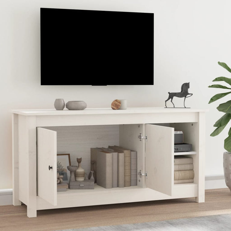 Tv-meubel 103x36,5x52 cm massief grenenhout wit MeubelReus
