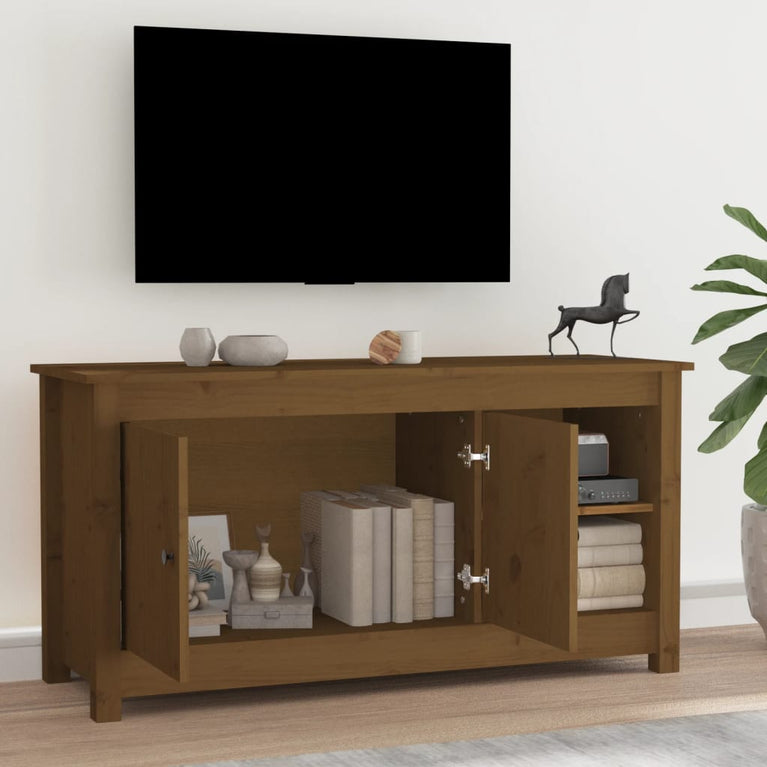 Tv-meubel 103x36,5x52 cm massief grenenhout honingbruin MeubelReus