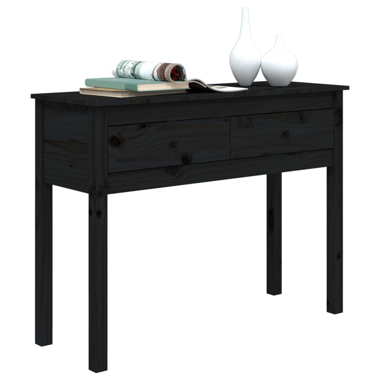 Wandtafel 100x35x75 cm massief grenenhout zwart MeubelReus