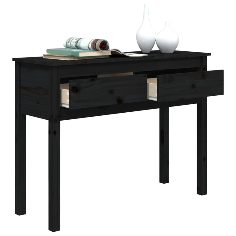 Wandtafel 100x35x75 cm massief grenenhout zwart MeubelReus