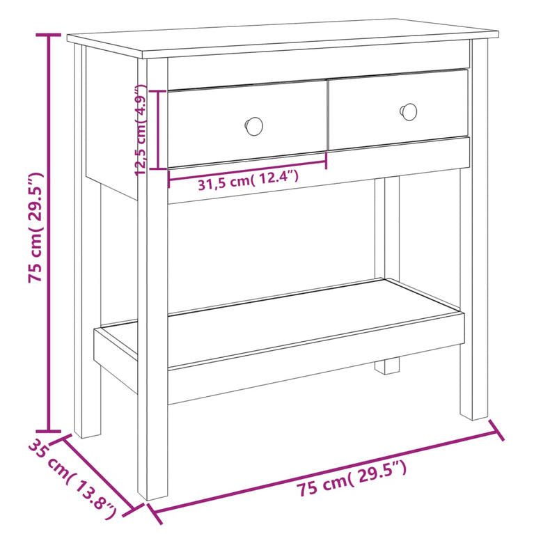 Wandtafel 75x35x75 cm massief grenenhout honingbruin MeubelReus