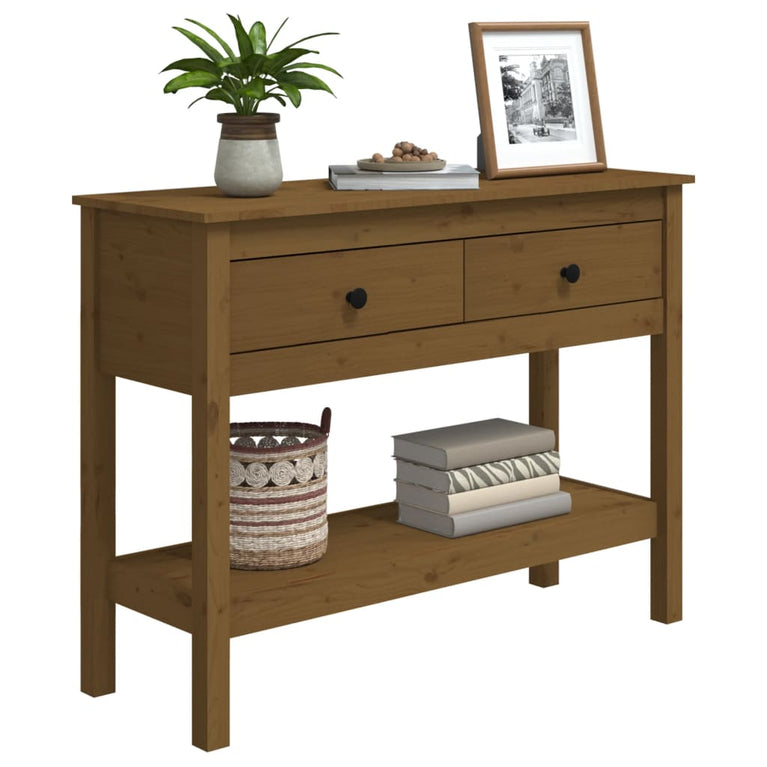 Wandtafel 100x35x75 cm massief grenenhout honingbruin MeubelReus