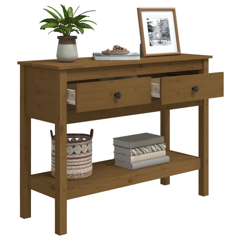Wandtafel 100x35x75 cm massief grenenhout honingbruin MeubelReus