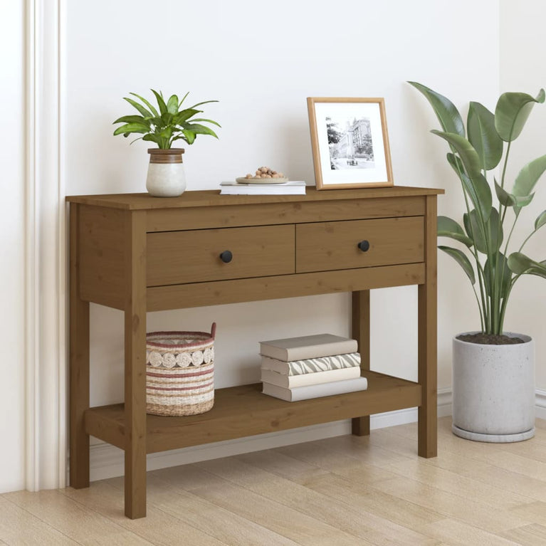 Wandtafel 100x35x75 cm massief grenenhout honingbruin MeubelReus