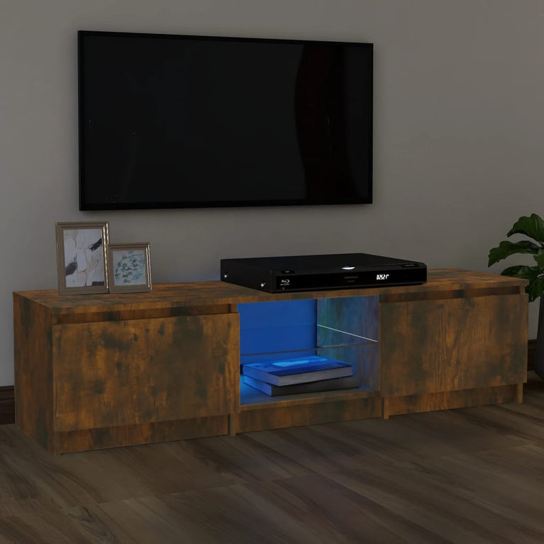 Tv-meubel LED-verlichting 140x40x35,5 cm gerookt eikenkleurig MeubelReus