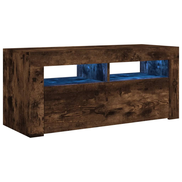 Tv-meubel met LED-verlichting 90x35x40 cm gerookt eikenkleurig MeubelReus