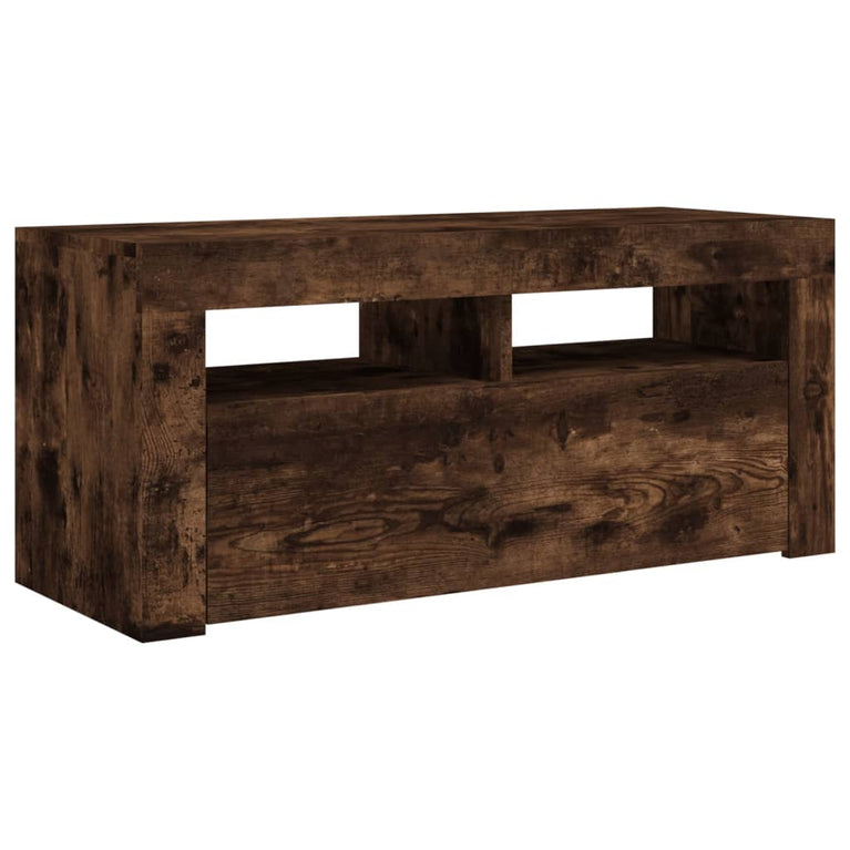 Tv-meubel met LED-verlichting 90x35x40 cm gerookt eikenkleurig MeubelReus