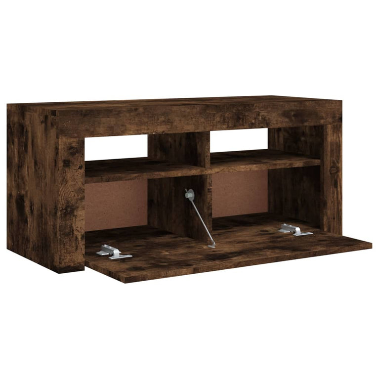 Tv-meubel met LED-verlichting 90x35x40 cm gerookt eikenkleurig MeubelReus