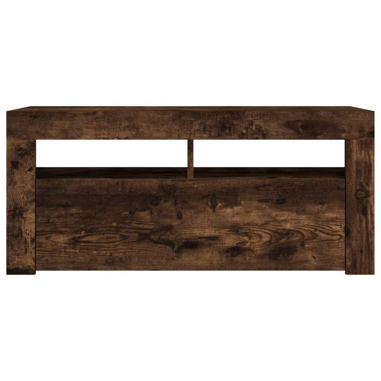 Tv-meubel met LED-verlichting 90x35x40 cm gerookt eikenkleurig MeubelReus