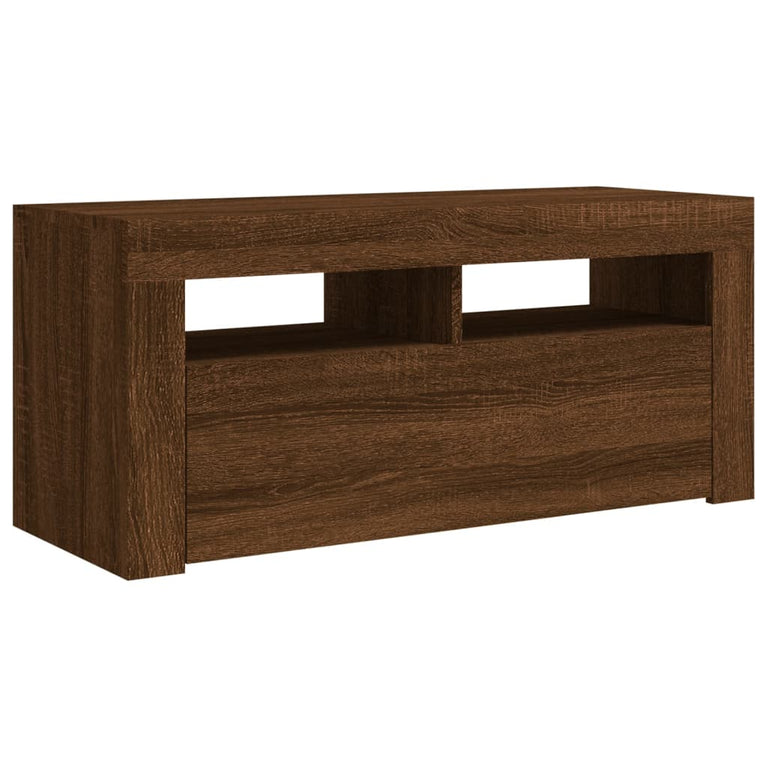 Tv-meubel met LED-verlichting 90x35x40 cm bruineikenkleurig MeubelReus