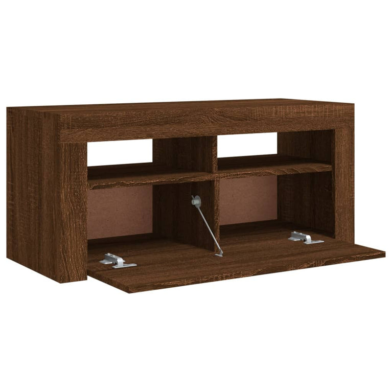 Tv-meubel met LED-verlichting 90x35x40 cm bruineikenkleurig MeubelReus