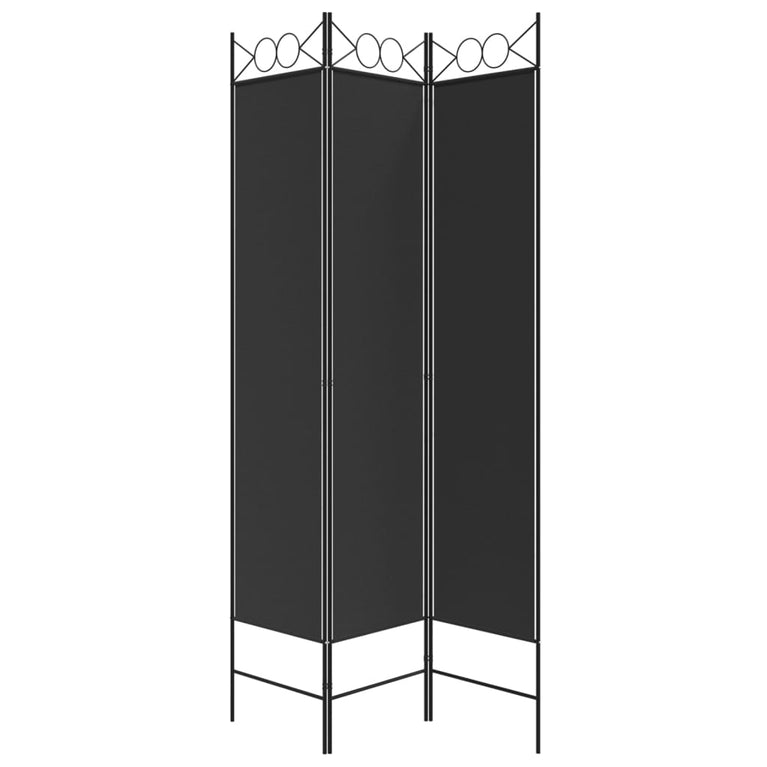 Kamerscherm met 3 panelen 120x200 cm stof zwart MeubelReus
