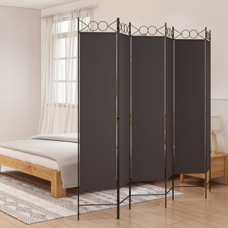 Kamerscherm met 6 panelen 240x200 cm stof bruin MeubelReus