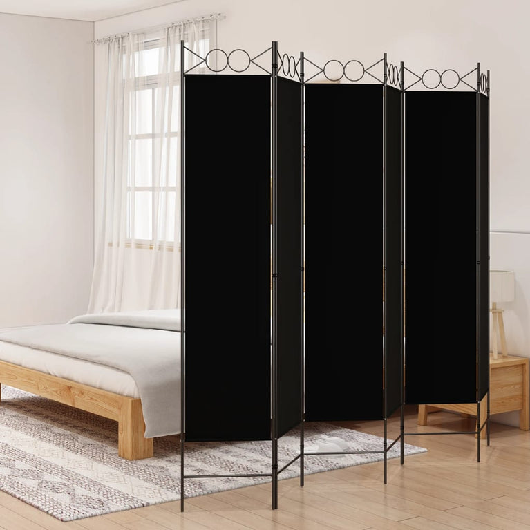 Kamerscherm met 6 panelen 240x200 cm stof zwart MeubelReus