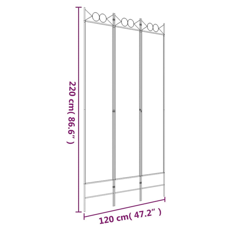 Kamerscherm met 3 panelen 120x220 cm stof bruin MeubelReus