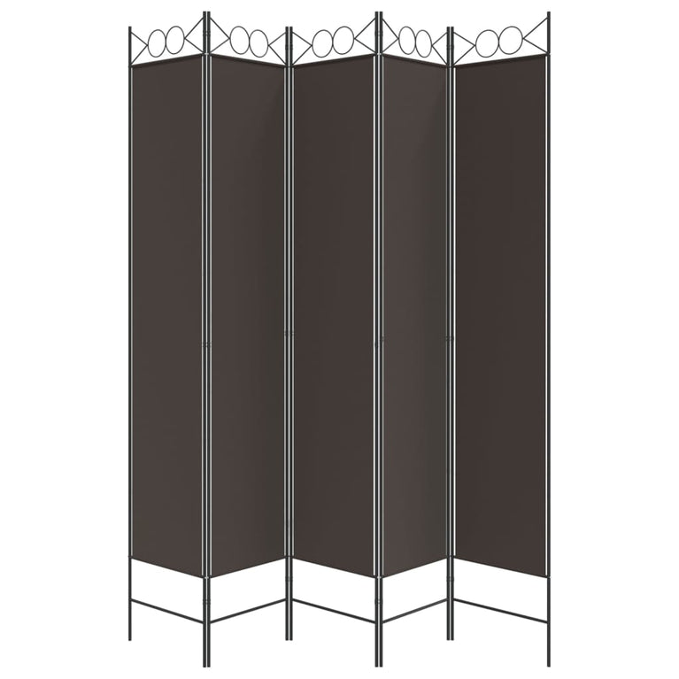 vidaXL Kamerscherm met 5 panelen 200x220 cm stof bruin MeubelReus