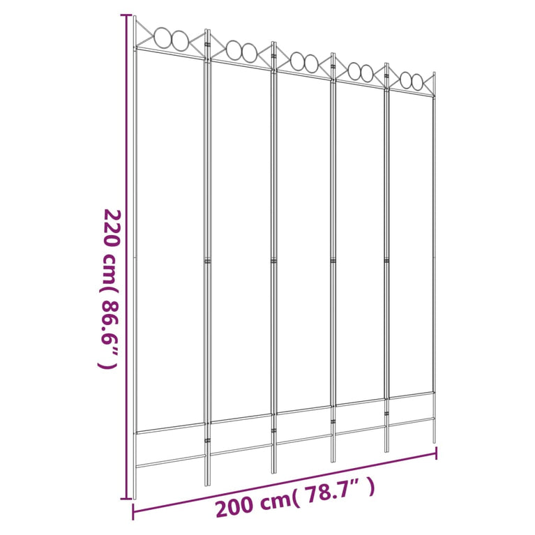 vidaXL Kamerscherm met 5 panelen 200x220 cm stof bruin MeubelReus
