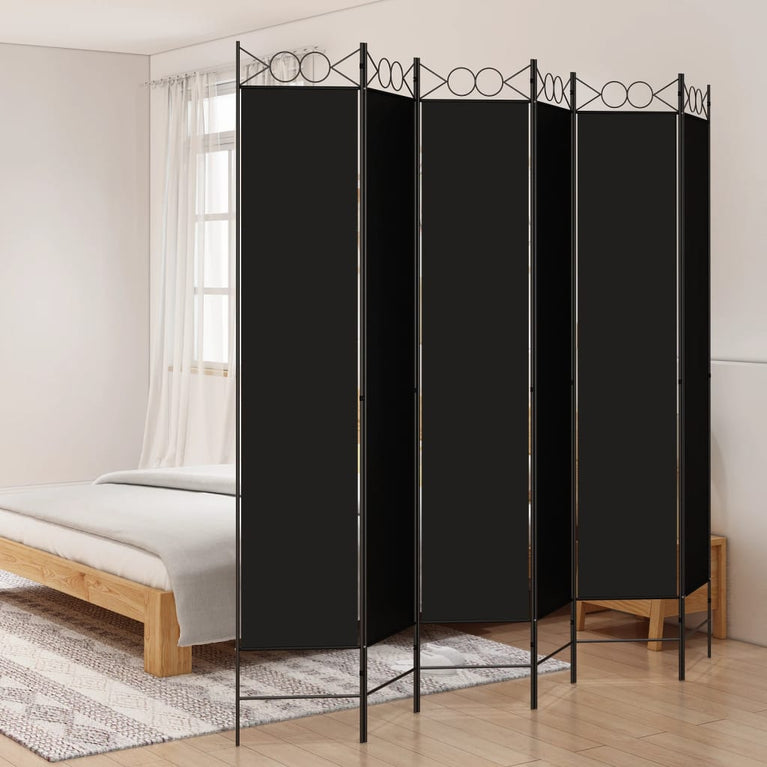 Kamerscherm met 6 panelen 240x220 cm stof zwart MeubelReus