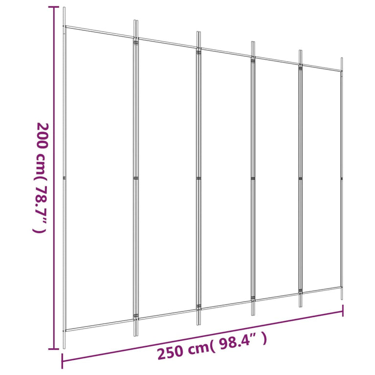 Kamerscherm met 5 panelen 250x200 cm stof bruin MeubelReus