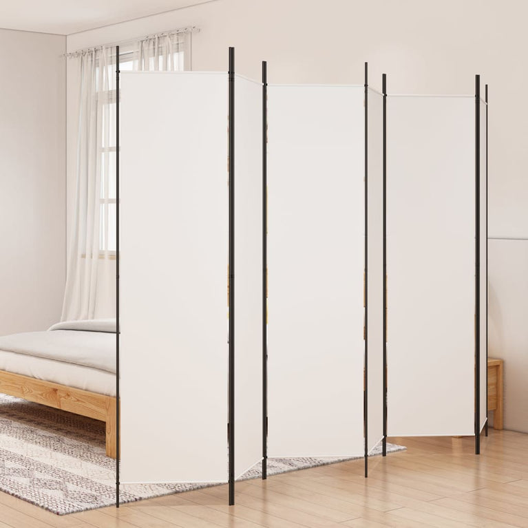 Kamerscherm met 6 panelen 300x200 cm stof wit MeubelReus
