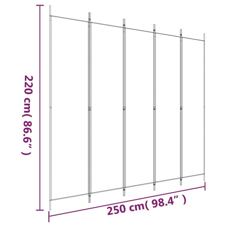 Kamerscherm met 5 panelen 250x220 cm stof bruin MeubelReus