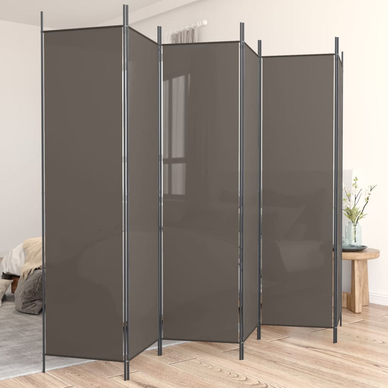 Kamerscherm met 6 panelen 300x220 cm stof antracietkleurig MeubelReus