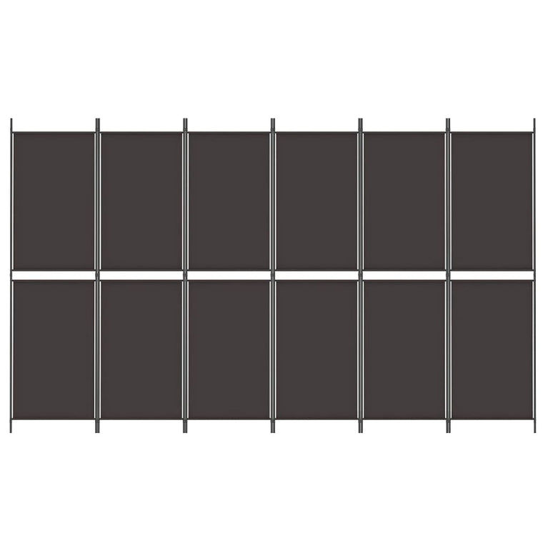 Kamerscherm met 6 panelen 300x180 cm stof bruin MeubelReus