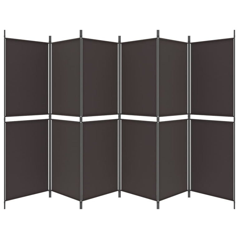 Kamerscherm met 6 panelen 300x180 cm stof bruin MeubelReus