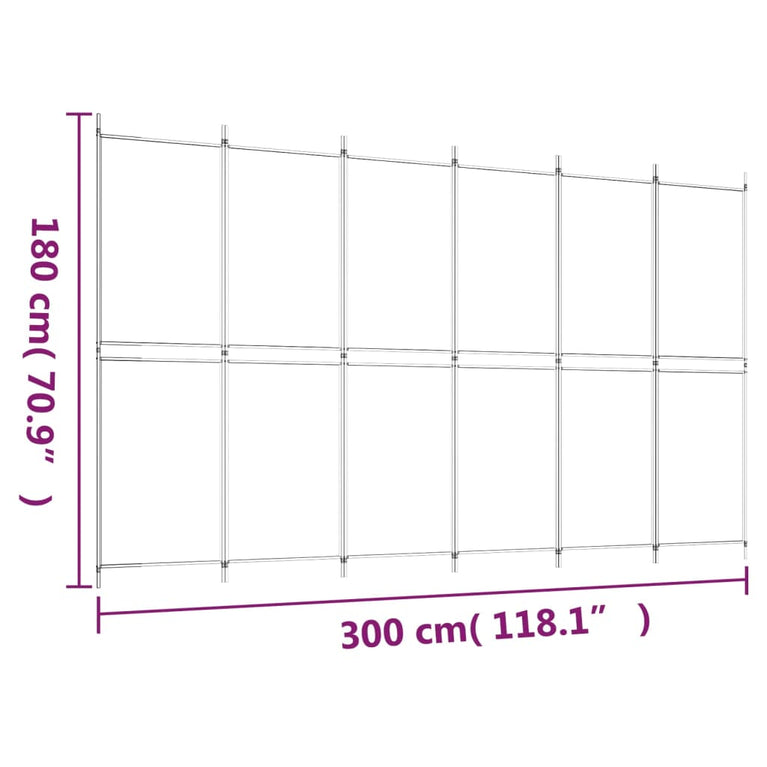 Kamerscherm met 6 panelen 300x180 cm stof bruin MeubelReus