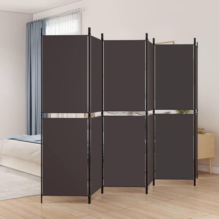 Kamerscherm met 6 panelen 300x180 cm stof bruin MeubelReus