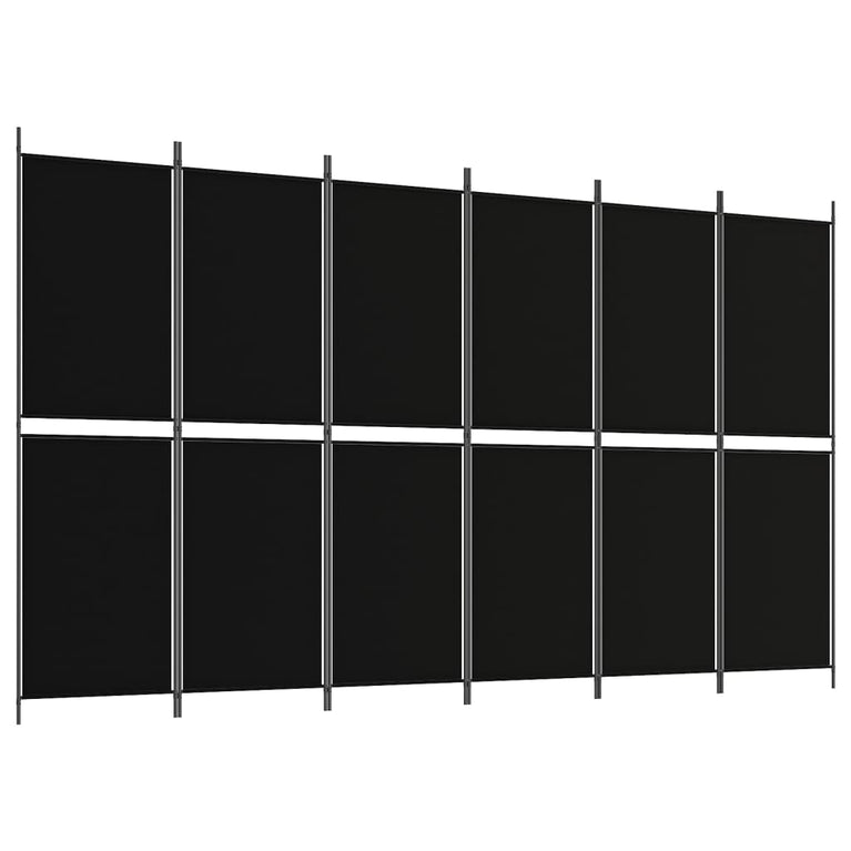 Kamerscherm met 6 panelen 300x180 cm stof zwart MeubelReus