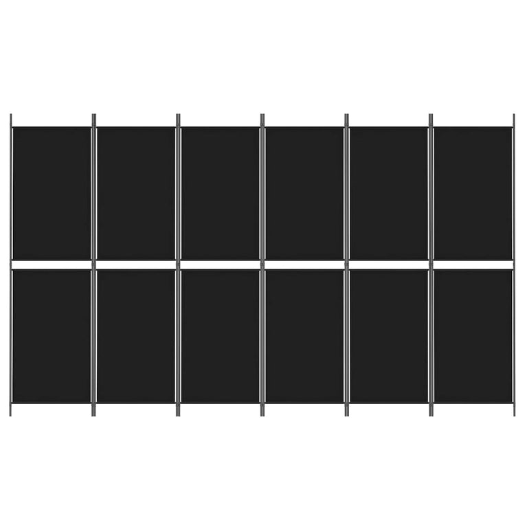 Kamerscherm met 6 panelen 300x180 cm stof zwart MeubelReus