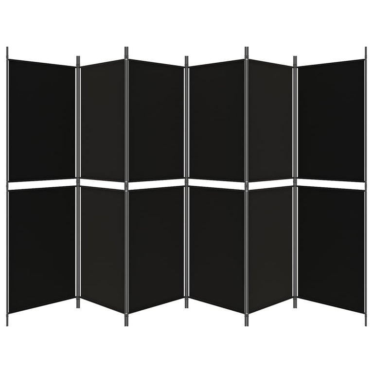 Kamerscherm met 6 panelen 300x180 cm stof zwart MeubelReus