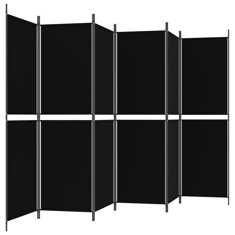 Kamerscherm met 6 panelen 300x180 cm stof zwart MeubelReus
