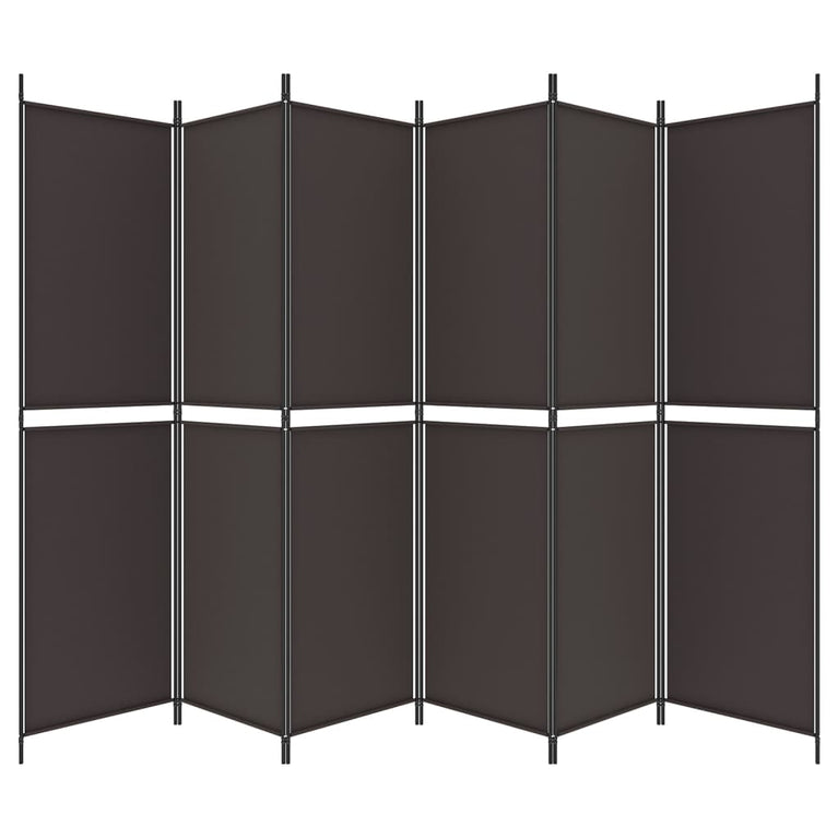 Kamerscherm met 6 panelen 300x200 cm stof bruin MeubelReus